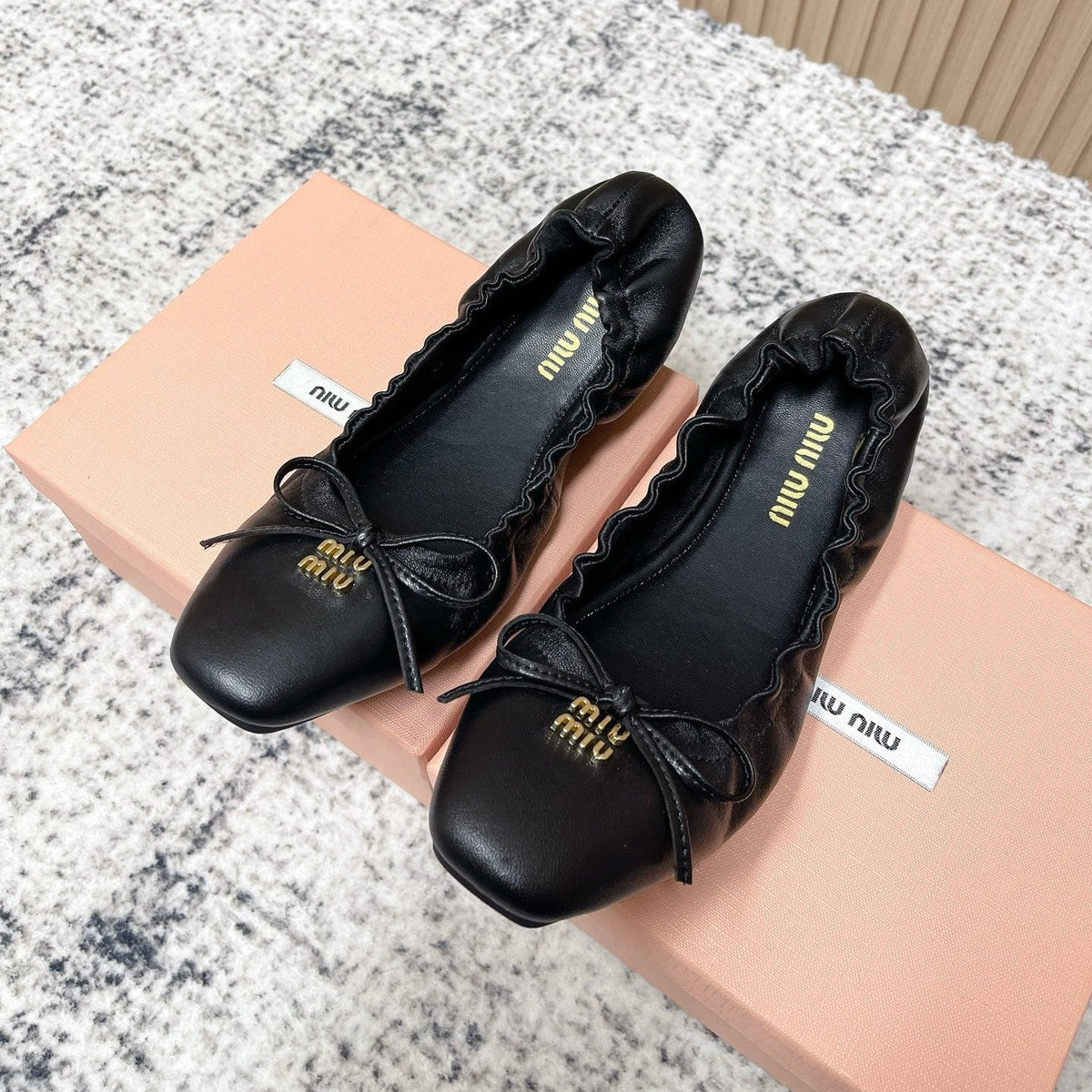 Miu  Mary Jane Flat Black Sheepskin 591572