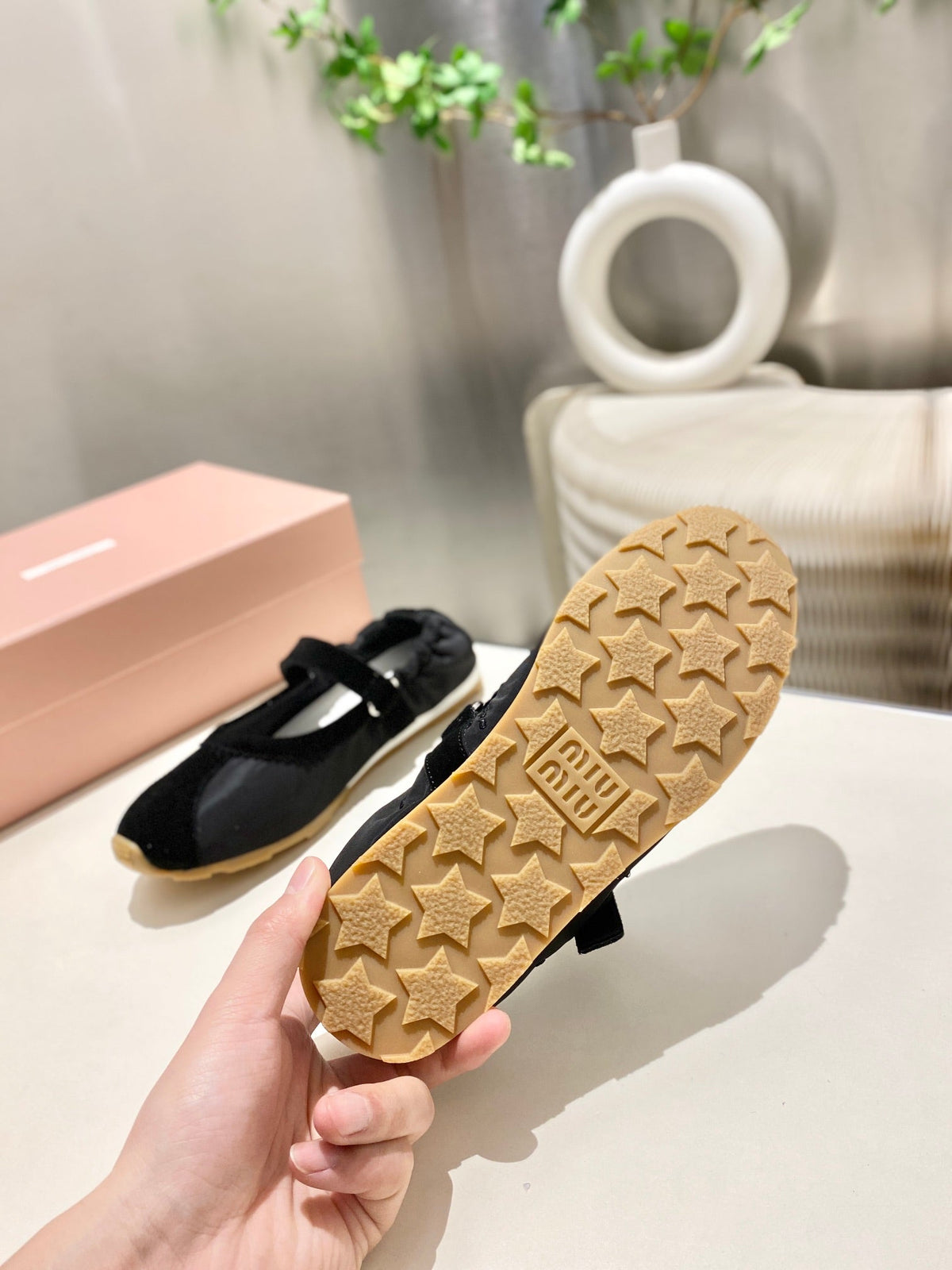 Miu Miu 2026 Ballet Flat Black Suede Fabric 618681