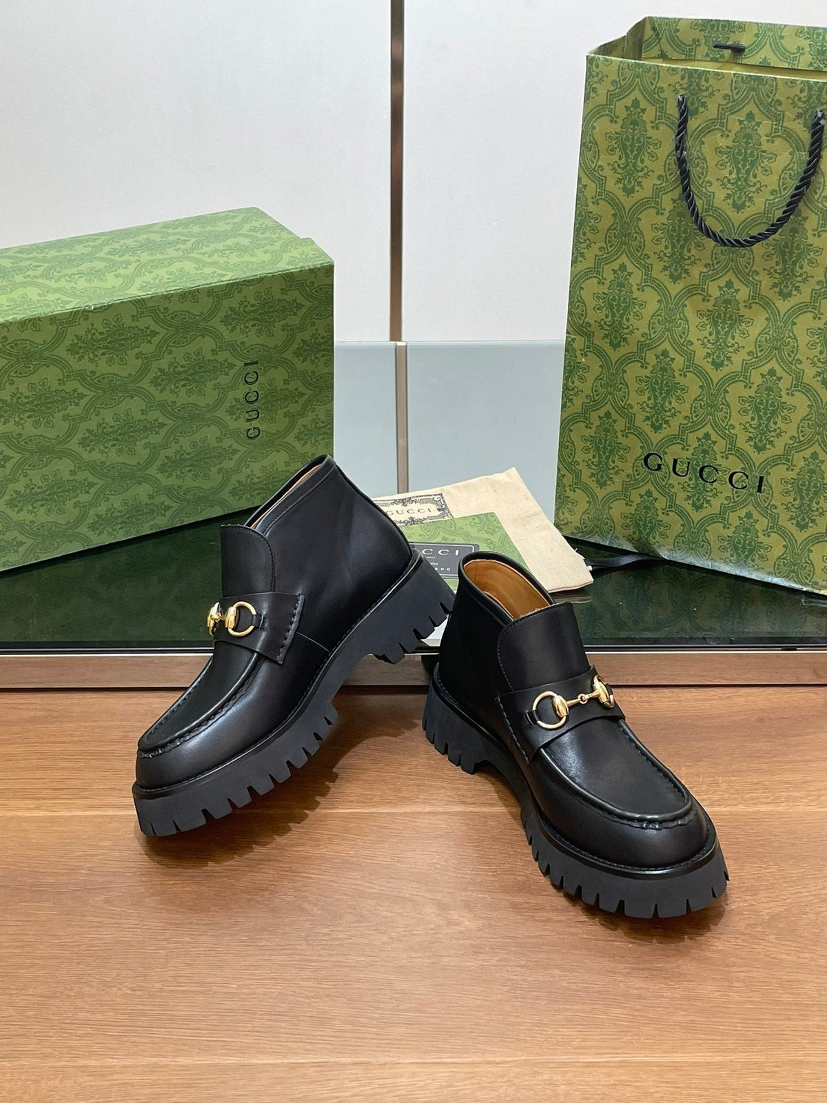 HORSEBIT ANKLE BOOTS 4.5CM IN BLACK CALFSKIN