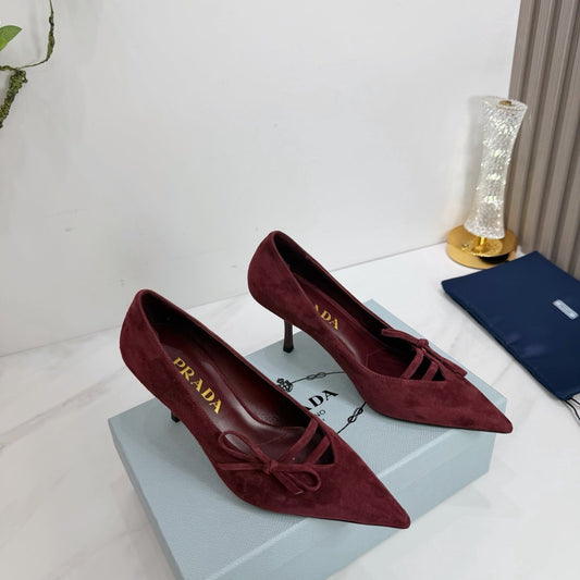 PRA 26SS High Heels Pumps 75 Burgundy Suede 592357