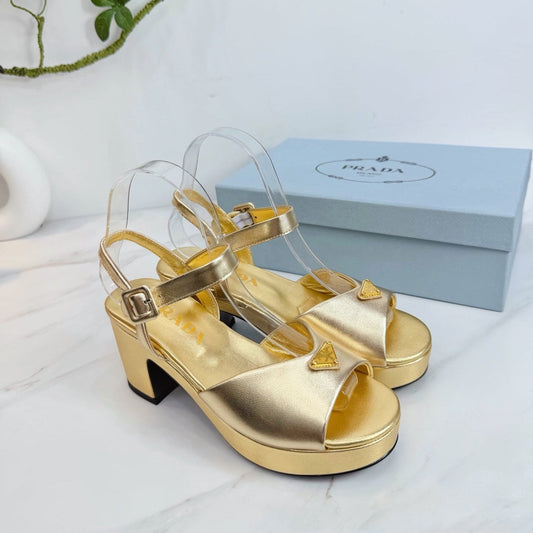PRA 26SS Platform Sandals 75 Gold Metallic Sheepskin 592385