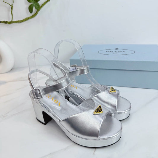 PRA 26SS Platform Sandals 75 Sliver Metallic Sheepskin 592386