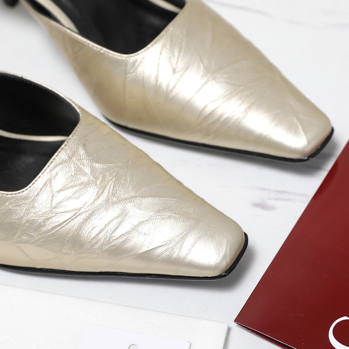 GG 26ss High Heel Mule 60 Metallic Gold Sheepskin 601083