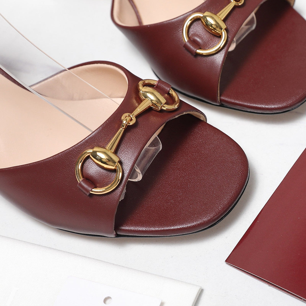 GG 26ss Sandals 55 Burgundy Beige Sheepskin 601097