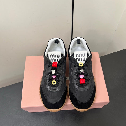 TYRE SNEAKERS IN BLACK TECHNICAL FABRIC AND SUEDE WITH STICKER