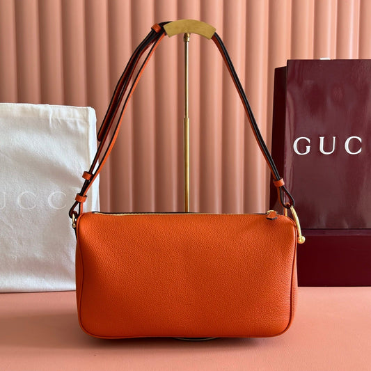 Gucci 2026 Half Horsebit Bag 31.5cm Orange Cowhide 277263