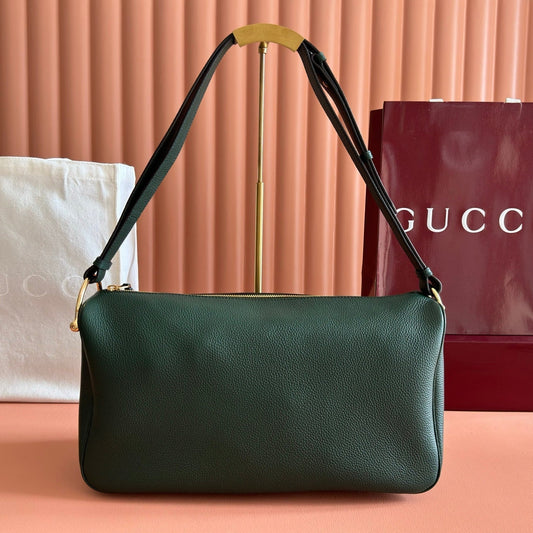 Gucci 2026 Half Horsebit Bag 31.5cm Green Cowhide 277268