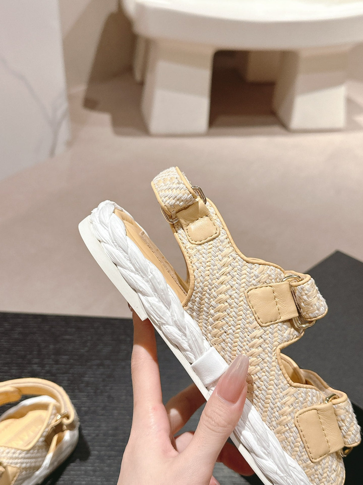 CC DAD SANDALS IN LIGHT YELLOW CALFSKIN