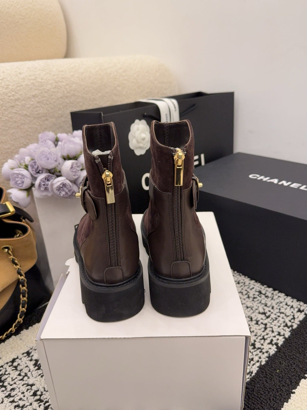 CC 26 Boot With Lug Sole Chocolate Black Suede Leather 588680