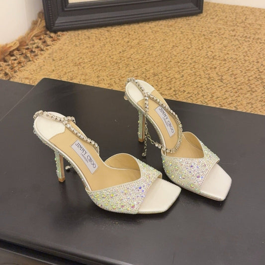 Jimmy 26s Platform Sandal 100 Ivory Multicolor Leather Diamond 602329