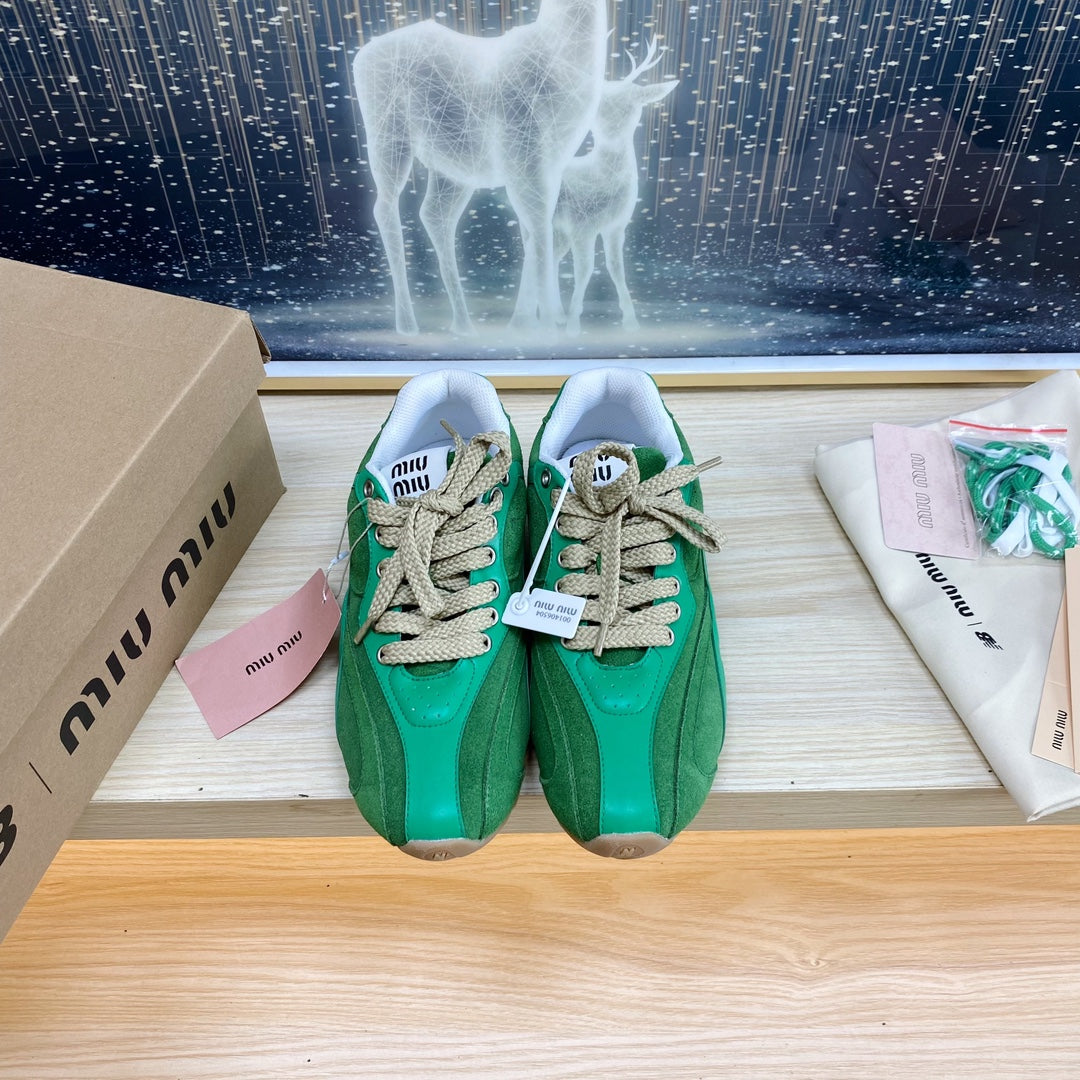 NB Pine Green And Sea Green Color Sneakers Cowhide