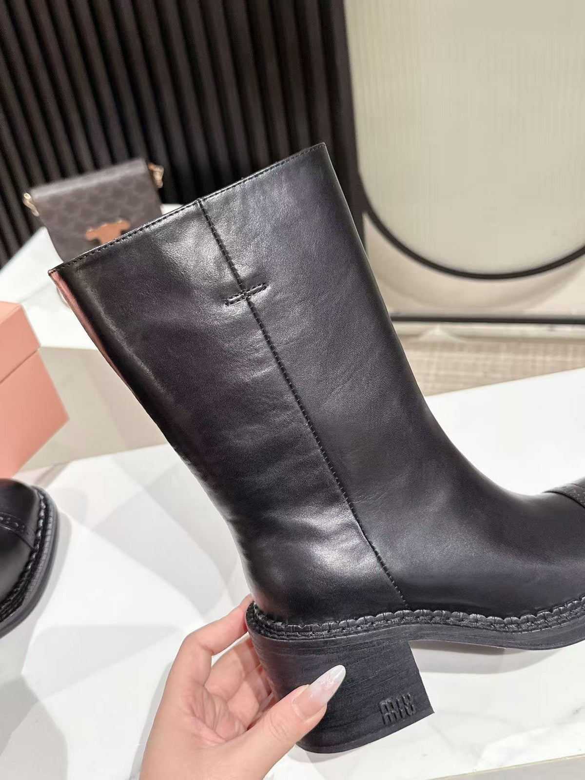 Miu Miu 2026 Boot 50mm Black Calfskin 621334