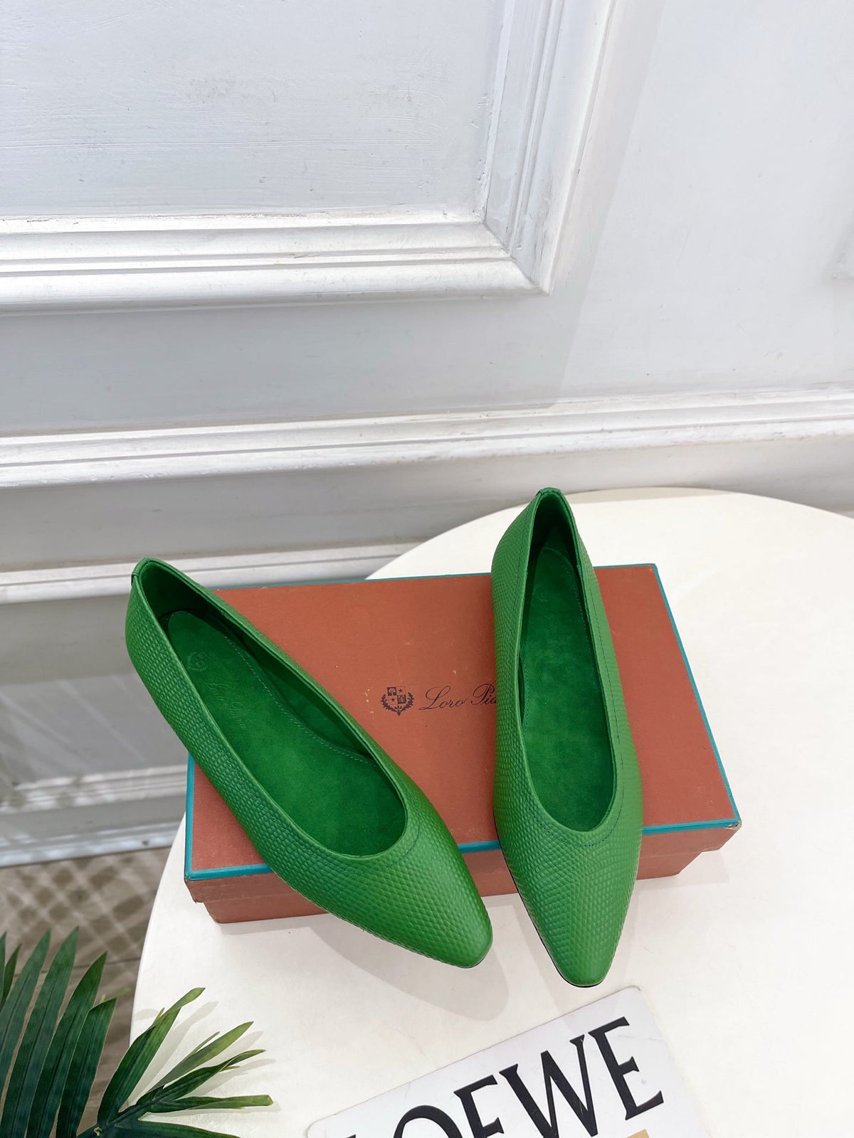 LP 26SS Ballet Flats Green Snakeskin 587581